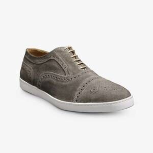 NEW ALLEN EDMONDS men's strand oxford dress sneaker in grey suede